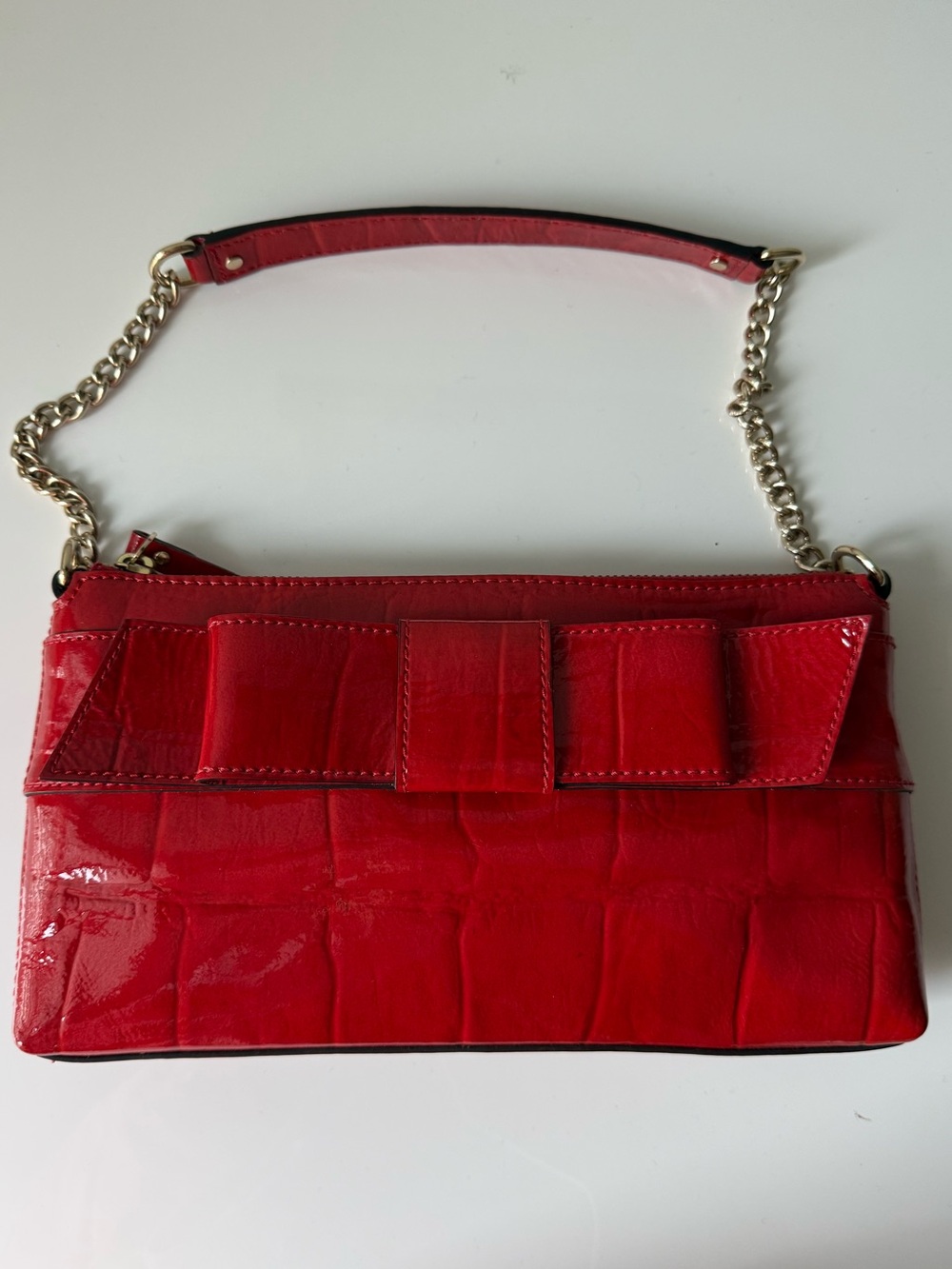 Kate Spade Red Patent Bow Accent Shoulder Mini Bag / Clutch